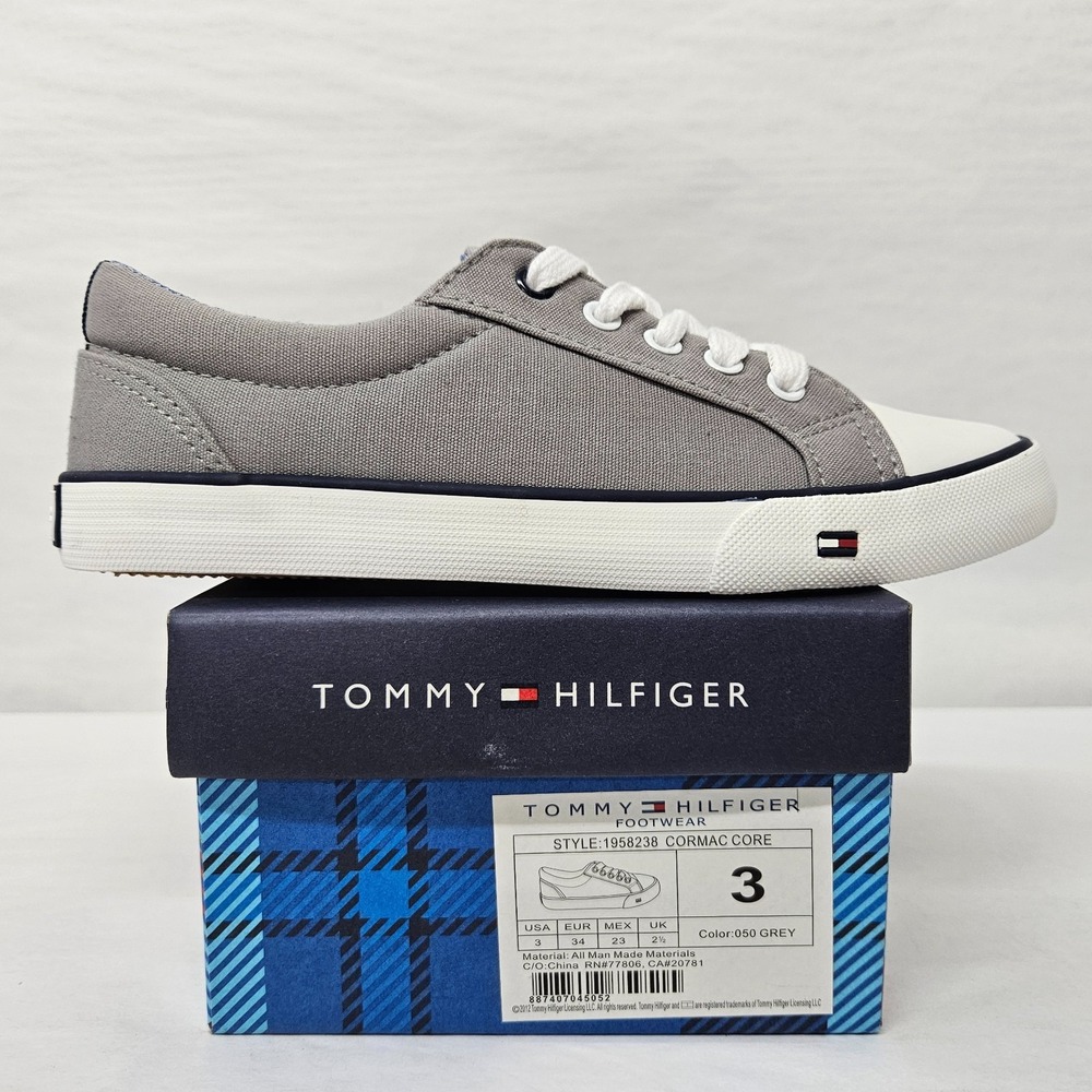 Tommy Hilfiger Cormac Core Casual Shoes 1958238 Grey Canvas White Kidsā Size 3